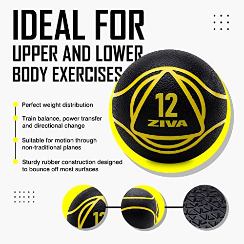 ZIVA Medicine Ball – Durable Rubber Weighted Ball with Easy-Grip Textured Shell for Core, Balance and Strength Training – Commercial Quality (Black, 4–20 lb) - style: 4lb Black