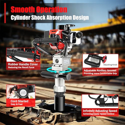 Gas Powered T-Post Driver, 900W 32.7CC T Post Pounder Driver Heavy Duty Gasoline, 2-Stroke Fence Farm Push Pile Gasoline Engine Kit for Fence Post Construction Site