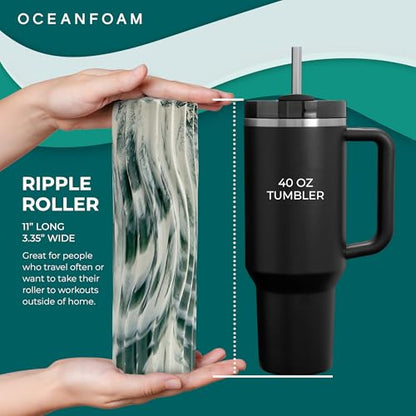 Oceanfoam Ripple Small Foam Roller for Physical Therapy (Hunter Marbled) - color: Hunter Marbled