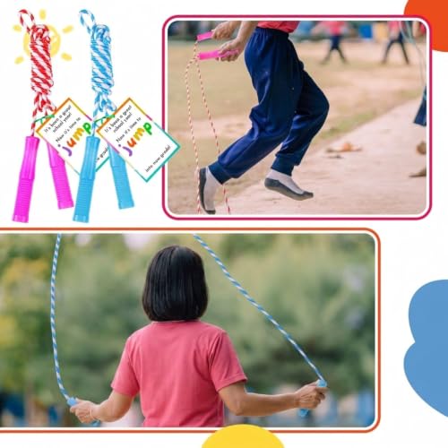 Soulchen 12 Sets Jump Rope Adjustable with Card Tag Rainbow Year-End Gift