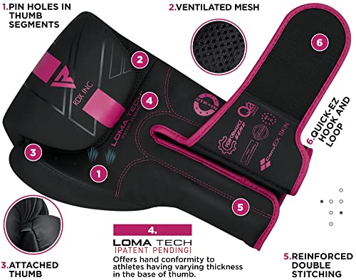 RDX Boxing Gloves, Pro Training Sparring, Maya Hide Leather, Muay Thai MMA Kickboxing, Men Women Adult, Heavy Punching Bag Focus Mitts Pads Workout, Ventilated Palm, Multi Layered, 8 10 12 14 16 18 Oz - color: PINK, size: 10 OZ