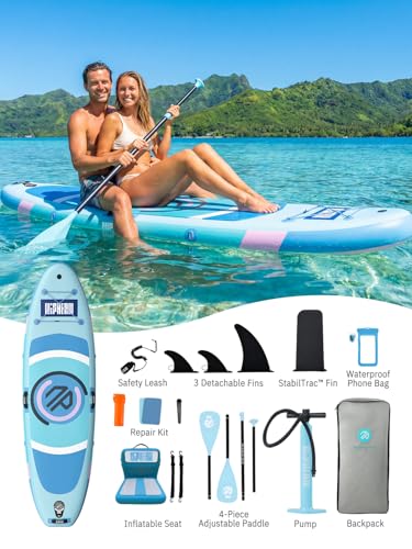 Niphean 10' Inflatable Paddle Board, Ultra-Light SUP for Beginners - color: Light Blue