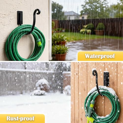 Hose Holder Wall Mount （Metal/8-Inch） Heavy-Duty Garden Hose Hanger Outdoor, Hand-Forged Hose Rack Mount - color: A-1PC