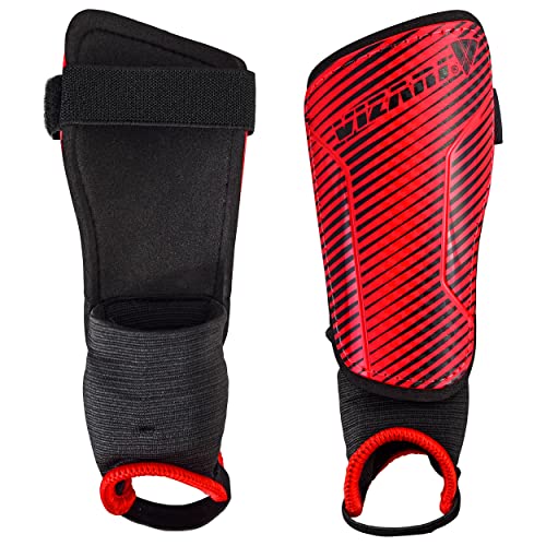 Vizari Matera Soccer Shin Guards | Lightweight PP Shell | Foam Padded Backing | Youth Soccer Shin Guards | Soccer Equipment - color: Red / Black, size: Large