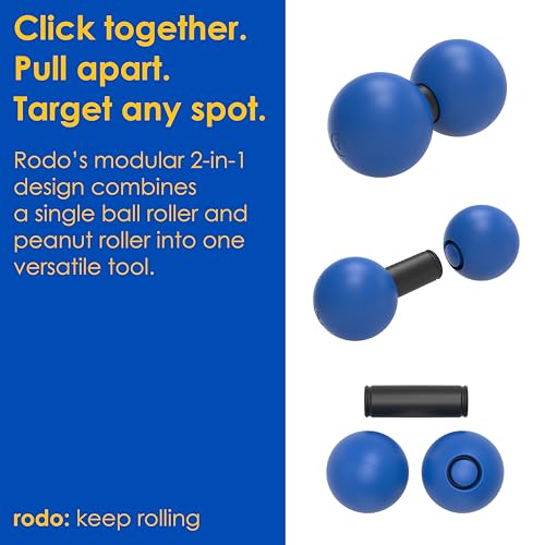 2-in-1 Firm Peanut & Lacrosse Ball Roller | Deep Tissue Massage Tool for Fascia, Plantar Fasciitis, Hips & Back | Mobility & Recovery Roller | Compact, Travel-Friendly, Pilates & Therapy Ready - color: Blue
