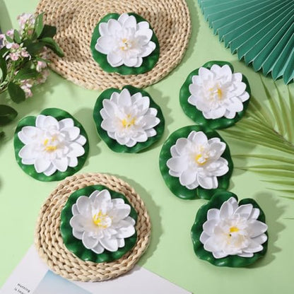 15 Pcs Floating Foam Lotus Flowers with Lily Pads Realistic Lily Pads Pond Plants Ornaments for Pool Aquarium Garden Decoration