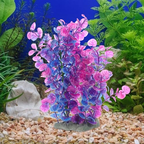 Creative Aquarium Grass Artificial Plant A304 Purple Decorative Wear-Resistant Plastic Tank Plant for Home and Desktop Fish Tanks