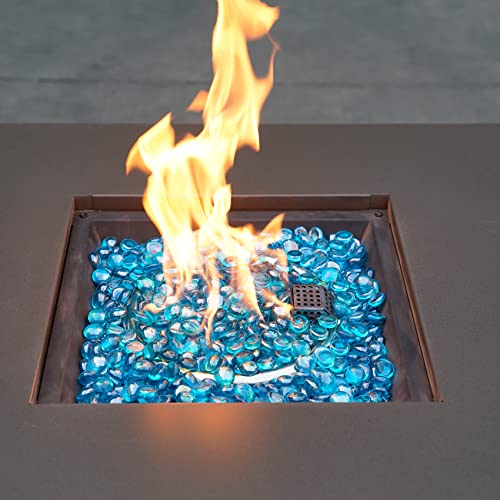 OnlyFire Fire Pit Glass Rocks 10 lbs, High Luster Fire Glass Beads 1/2 Inch, Tempered Glass Marbles for Propane/Natural Gas Fire Pit, Fireplace, Multicolor & Blends Available - color: Caribbean Blue