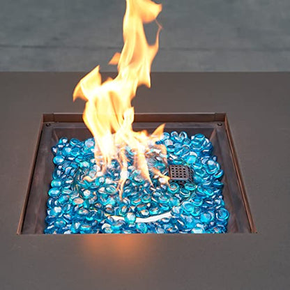 OnlyFire Fire Pit Glass Rocks 10 lbs, High Luster Fire Glass Beads 1/2 Inch, Tempered Glass Marbles for Propane/Natural Gas Fire Pit, Fireplace, Multicolor & Blends Available - color: Caribbean Blue