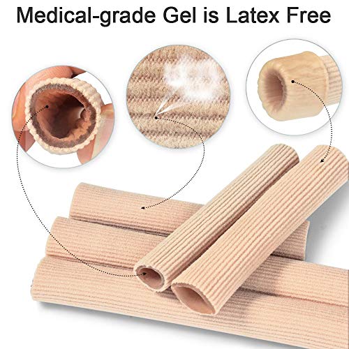 Cuttable Toe Tubes Sleeves 5 Pack, Made of Elastic Fabric Lined with Silicone Gel. Toes Sleeve Protectors Relief Toe Pressure Pain, Corn and Calluses Remover - size: 3.93 Inch (Pack of 5)