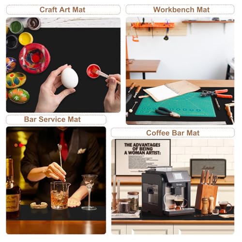 78.7" x 23.6" Silicone Mats for Kitchen Counter 1.3mm Thick, Non Slip Waterproof Countertop Protector for Kitchen Island, Placemat, Craft Mat, Workbench Mat, Black