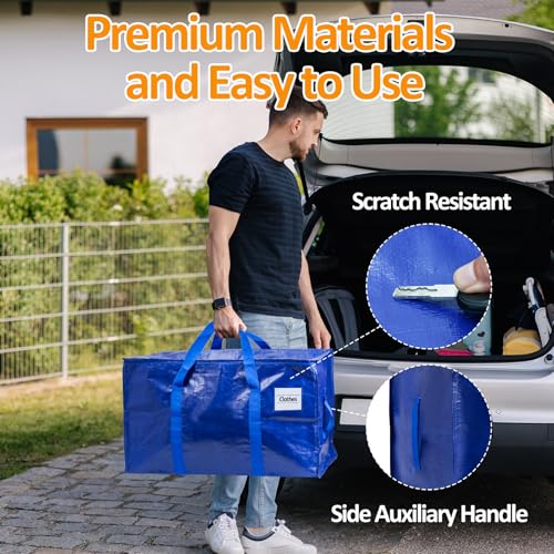 2-Pack Moving Bags, 23 Gallon Heavy Duty Waterproof Storage Totes with Reinforced Handles for Dorm & Home