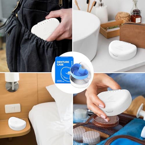 Denture storage case – Hygienic & Protective Denture Bath Cup – Travel-Friendly Orthodontic Dental Retainer Container, Portable, Secure for Invisalign, Mouth guards, Braces – Easy to Use