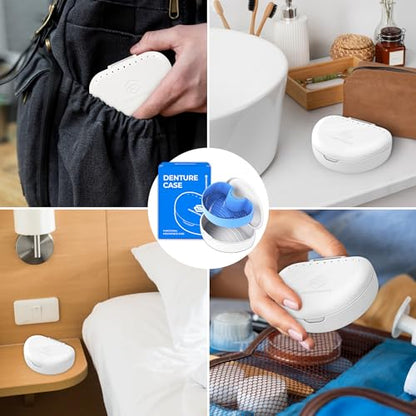 Denture storage case – Hygienic & Protective Denture Bath Cup – Travel-Friendly Orthodontic Dental Retainer Container, Portable, Secure for Invisalign, Mouth guards, Braces – Easy to Use
