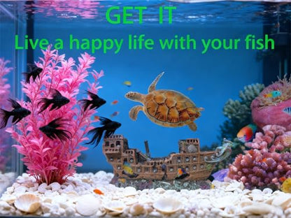 Aquarium Shipwreck Decoration,Pirate Ship Ornament Made of Resin, Eco-Friendly Sunken Ship Accessory for Freshwater & Saltwater Tanks