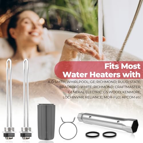 Water Heater Elements, 4500W/240V Hot Water Heater Elements Pack Including Element Wrench and Element Quick Change Tool- Water Guide Board, Fits Most Models of Dual Element Eletrical Water Heaters