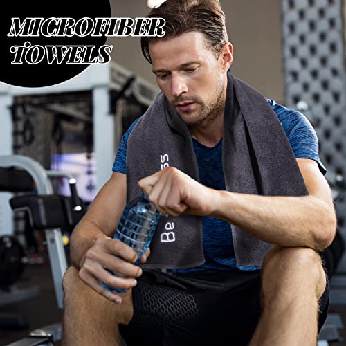 Newwiee Microfiber Gym Towels for Exercise Fitness Bulk 32 x 16 Inch Soft Quick-Drying Sweat Absorbent Yoga Towel for Women Men Be Fearless Sport Towel for Cycling, Swimming, Workout, Camping(36 Pcs)