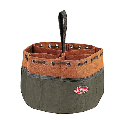 BucketBoss 25001 Canvas Organizer Parachute Bag with 19 Pockets for Nails,Screws, and Bolts in Brown