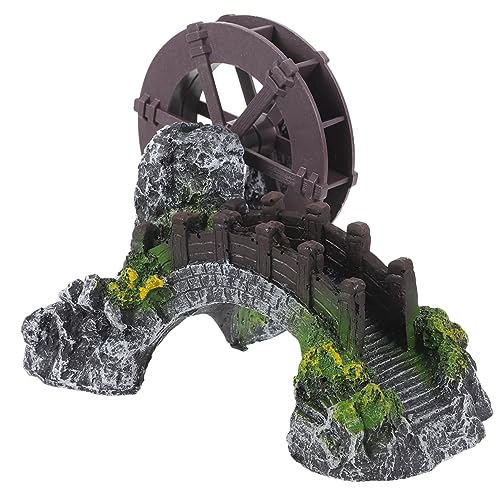HANABASS Rockery Windmill Miniatures Windmill Decor Mini Decor Fairy Garden Accessories Micro Landscape Figurines Miniature Garden Bridge Fish Tank Adorn Fish Tank Decor Scene Layout Model