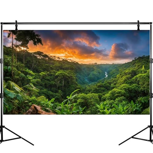 Sunset Mountain Valley Aquarium Background Tropical Jungle Rainforest Waterfall Fish Tank Background Lush Green Jungle Forest Trees Natural Landscape Reptile Tank Backgrounds Wallpaper 48x18in - size: 48(W)x18(H)inches/ 120(W)*45cm(H)