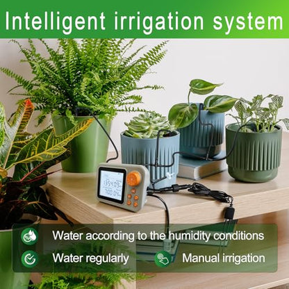 Drip Irrigation kit Indoor Plant Irrigation System Automatic Plant Waterer Plant Humidity Sensor Timer Water drip System kit to Growing Tent self Watering Automatic Mister kit Greenhouse（1 Sets）