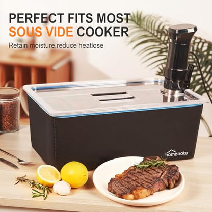 Large Sous Vide Container 26 Quarts with Lid,Complete Sous Vide Accessories Kit BPA Free,Compatible with Anova and Most Sous Vide Cookers（Comes with 2 Sous Vide Racks and Insulating Sleeve） - color: Large Sous Vide Container-with 2 Rack