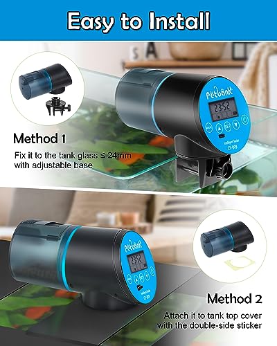 Automatic Fish Feeder for Aquarium - Rechargeable Fish Food Auto Dispenser Vacation Turtle Feeder with USB Charger Cable，LCD Screen, Customized Schedule (Blue) - color: Blue