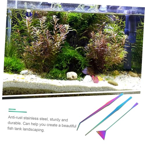 TOYANDONA 3pcs Plant Aquarium Tools Set Tweezers Spatula Kit for Fish Tank Cleaning