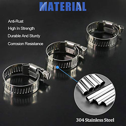 Glarks 20Pcs 304 Stainless Steel Adjustable 18-32MM Range Worm Gear Hose Clamps Assortment Kit, Fuel Line Clamp for Water Pipe, Plumbing, Automotive and Mechanical Application (18-32MM)