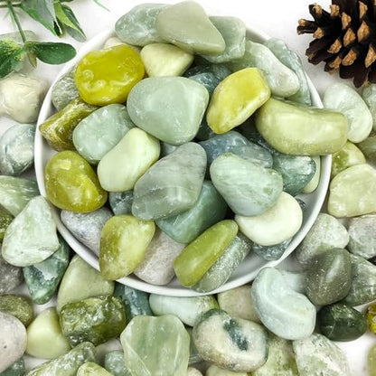 2lbs Jade Pebbles for Plants, 1-2 Inch High Polished Natural River Rocks for Landscaping, Decorative Stones Vase Filler Fish Tank Aquariums Garden Outdoor and Indoor DIY