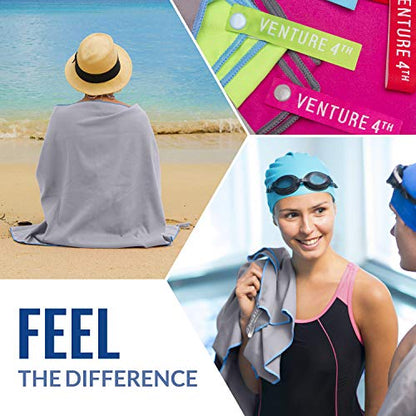 VENTURE 4TH Quick Dry Travel Towel, Ultra Soft Microfiber - 3 Sizes - color: Gray Blue, size: 40.00" x 21.00"