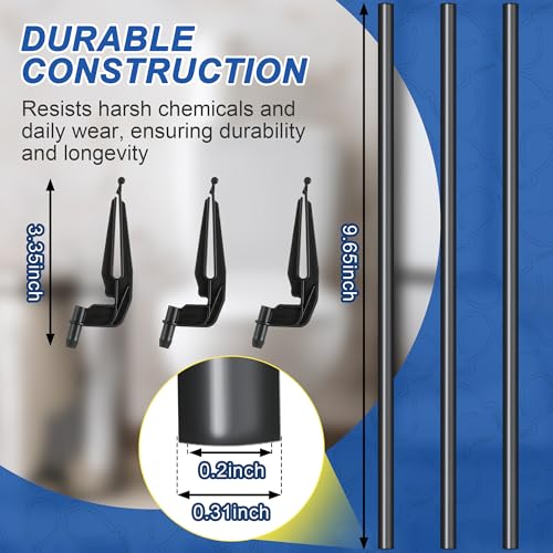 3 Pack Toilet Refill Tube and Clip Replacement, Toilet Repair Kit Inside Tank Compatible with 100, 200, 200A, 400A and Most Other Valves, 9.65” Length, Rubber and Plastic (Black) - color: Black