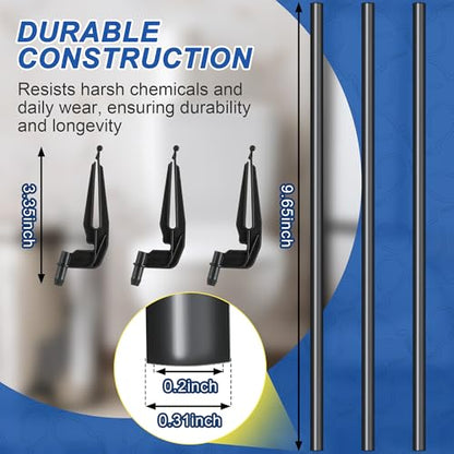 3 Pack Toilet Refill Tube and Clip Replacement, Toilet Repair Kit Inside Tank Compatible with 100, 200, 200A, 400A and Most Other Valves, 9.65” Length, Rubber and Plastic (Black) - color: Black