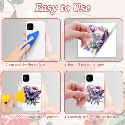 Peacoblue 18 Sheets Rub on Transfers for Crafts, Butterfly and Flower 3.6"x3.9" UV DTF Cup Wraps Waterproof Rub on Cold Transfers Stickers for Wood Glass Metal Cup Tumblers Mirrors Mugs Home Decor - style: Butterfly and flower