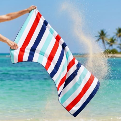 Exclusivo Mezcla 4 Pack Microfiber Quick Dry Large Beach Pool Towels - color: Multi-green/Purple/Navy/Brown, size: 30" x 60"