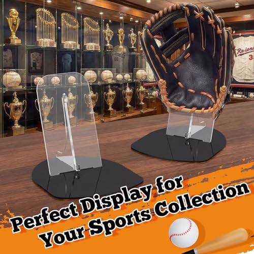 Novabright 2 Pcs Baseball Glove Display Desk Mount Stand Softball Glove Holder Acrylic Storage Organizer Rack for Batting Gloves, Collectibles Memorabilia, Club Fans, Sports Team Decor Gift