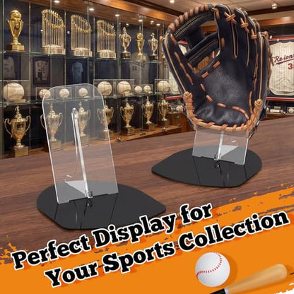 Novabright 2 Pcs Baseball Glove Display Desk Mount Stand Softball Glove Holder Acrylic Storage Organizer Rack for Batting Gloves, Collectibles Memorabilia, Club Fans, Sports Team Decor Gift