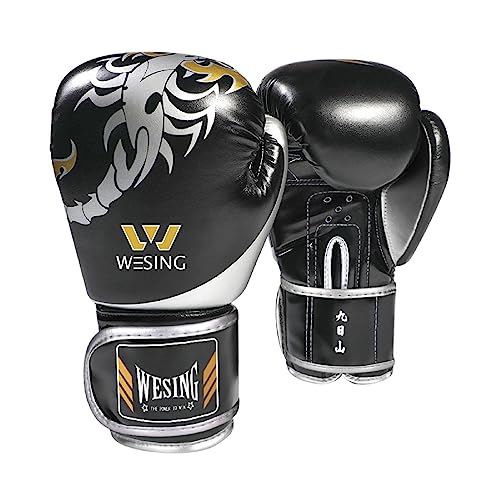 WESING Martial Arts Headgear Gloves Set Boxing Headgear 10oz Boxing Gloves for Men Women Kickboxing Sparring Training - color: Black, size: X-Large