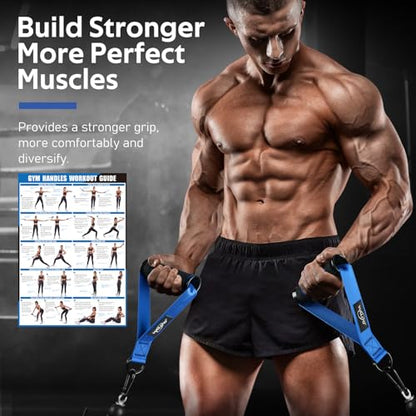 Exercise Handles, Cable Machine Handles for Gym Cable Attachments Training - color: Blue