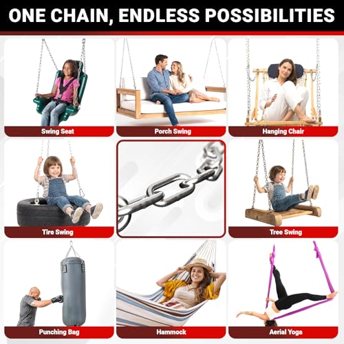 sprookber 45" Hanging Swing Chain,1000 lb Capacity,6 mm 304 Stainless Steel - color: Silver, size: 2 PACK 45inch