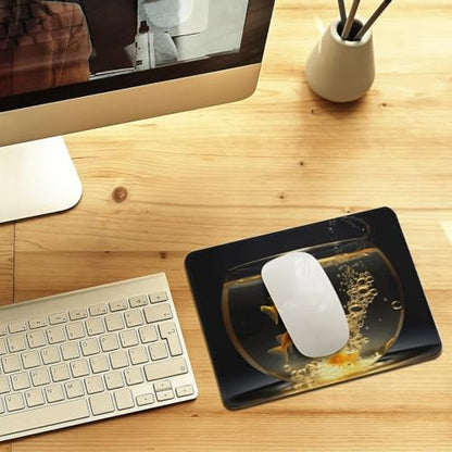 Mousepad Fish in Fish Tank MouseMats with Non-Slip Base MousePads for Man Woman Computer Desktop Protection Mat Desk Mat with Stitched Edges - size: 7.9"x9.4"