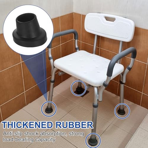 uxcell 4Pcs Replacement Feet for Shower Chair Bath Seat, 1" ID Heavy Duty Non Slip Slope Rubber Suction Cup Feet, Chair Leg Caps for Shower Stools and Transfer Bench, Black