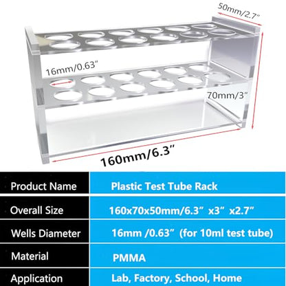 12 Sockets Clear Acrylic Test Tube Rack 10ML Test Tubes,Plastic Centrifuge Tube Holder Stand - color: 10ml(12 Sockets)