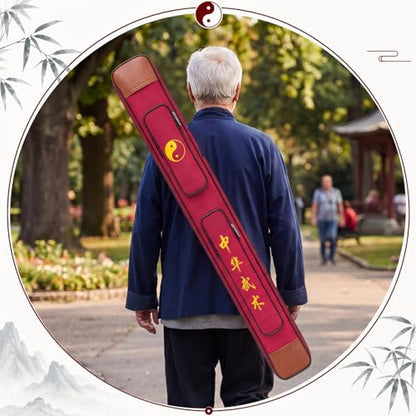 Tai Chi Sword Bag Double Layer with Adjustable Shoulder Strap - color: Red