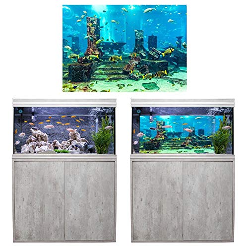 Fish Sticker Background,Fish Sticker, Aquarium Background PVC Aquarium Background Underwater Poster Fish Wall Decorations Sticker (61 x 41cm)