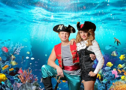 Under The Sea Backdrop 7x5ft Underwater World Blue Ocean Deep Sea Sunlight Seabed Aquarium Photography Background Tropical Fish Turtle Coral Diving Birthday Party Photo Studio Props