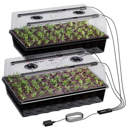 120-Cell Self-Watering Seed Starter Tray with Grow Light, Seed Starter Kit with 4.07” Humidity Dome, Indoor Seedling Starter Tray, Seed Starting Trays for Plant Germination, Seeds Growing