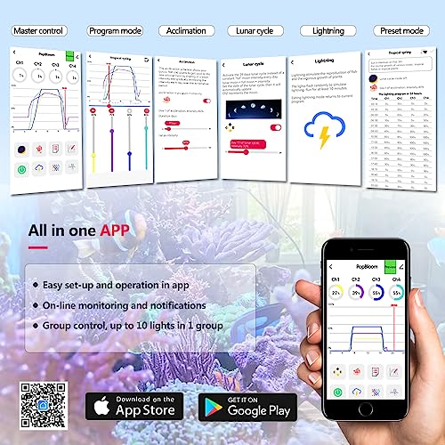 RL90 Full Spectrum Saltwater Reef Aquarium LED Light Aquarium Reef Led, for 24inch 60cm 2ft SPS LPS Reef Coral Tank, App Control (1 RL90FS with arm kit) - size: 1 RL90FS with arm kit