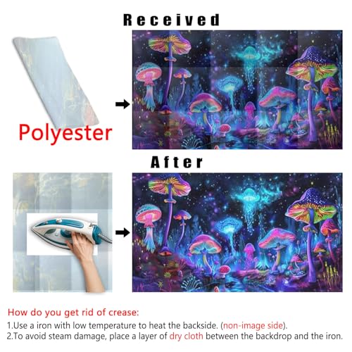 30X12IN Blacklight Mushroom Jellyfish Aquarium Background UV Reactive Background Starry Sky Terrarium Background with 10 EVA Double-Sided Tape