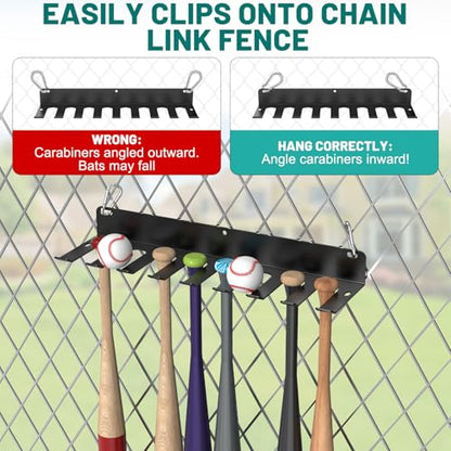 2 PCS Baseball Bat Rack, Holds 16 Bats - size: 2 PCS